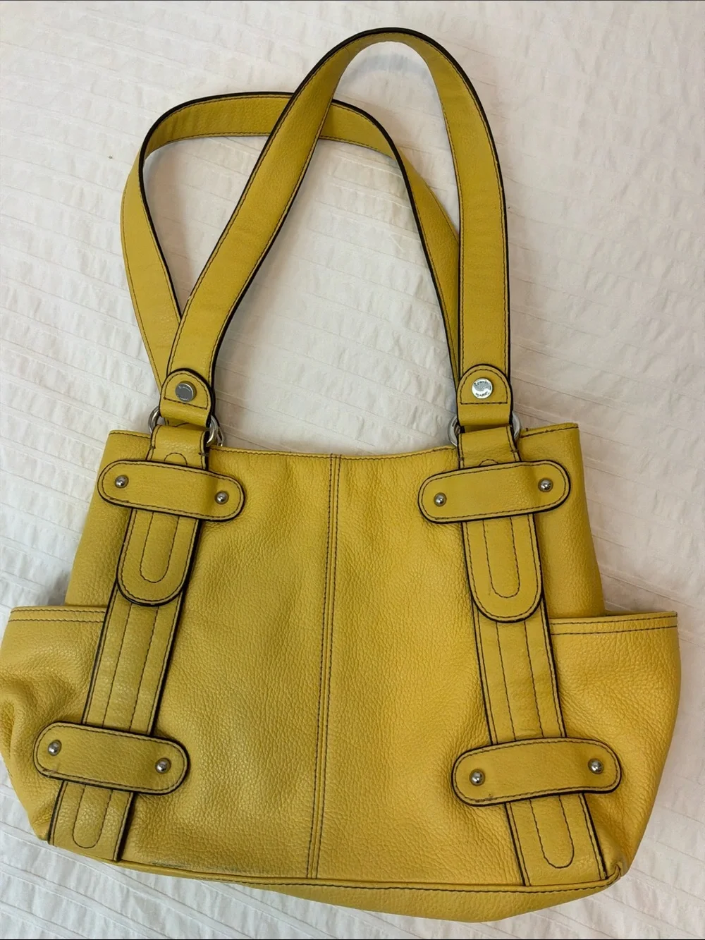 Tignanello Yellow Leather Hand Bag